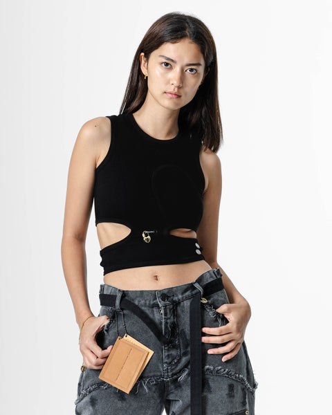 Saint Genies Black Long Sleeve Crop Top With Cut Out