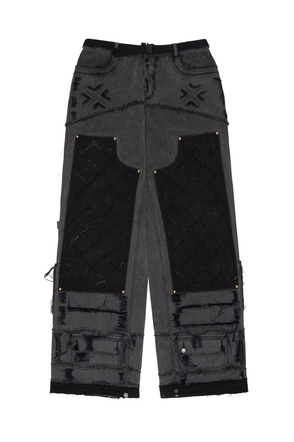 DXX-500  Rhinestones carpenter Pants (Black New)