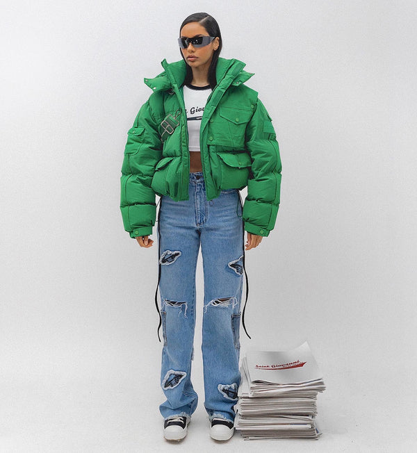 Astronaut Cropped Down Jacket S4 Green (oversized)