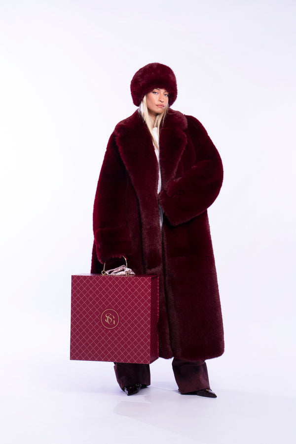 SG faux fur coat Maroon