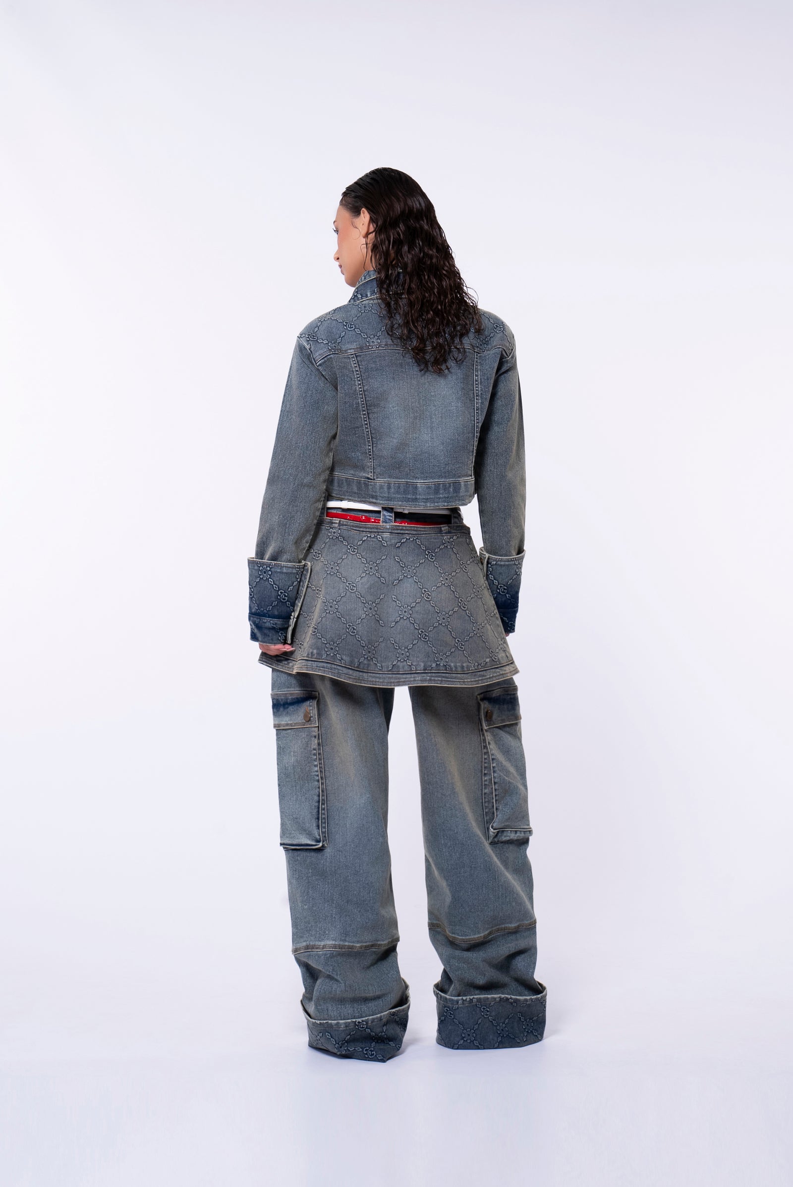 SG embossed denim cropped jacket – Saint Giovanni De La Mode