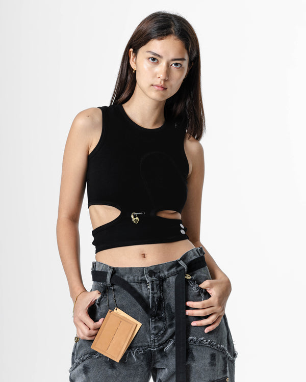 Cut-Out Cropped Top Black