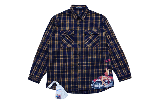 M&M Flannel Unisex Check Shirt - Black and Yellow